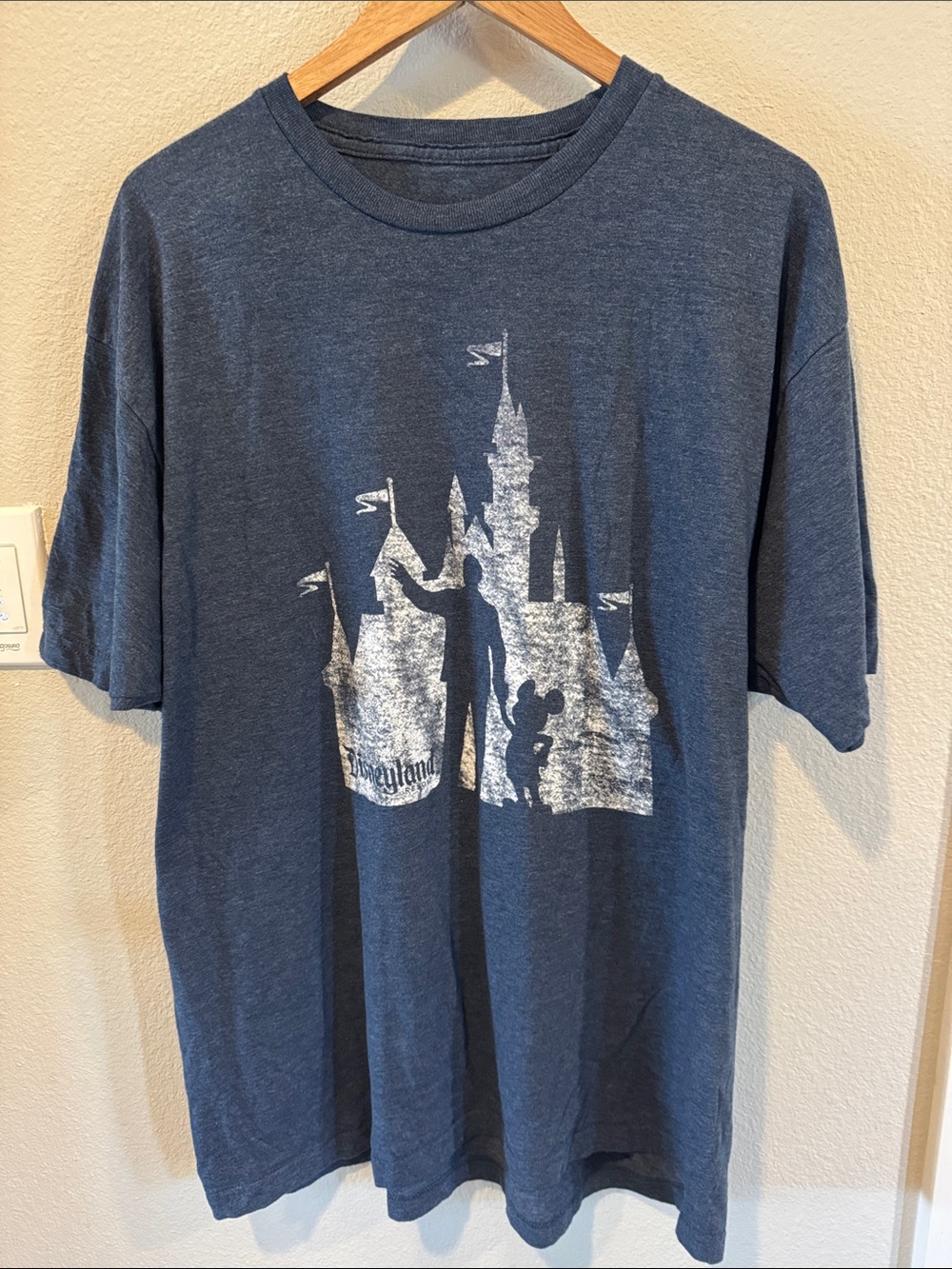 Disney Men's T‑Shirt in Heather Navy with Walt/Mickey/Castle Graphic